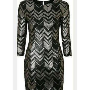 Black/Silver Sequin cocktail dress.